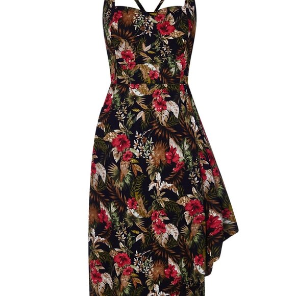 NWT Small Collectif Lanai Hibiscus Tiki Rockabilly Retro Vacation Dress - Picture 2 of 9